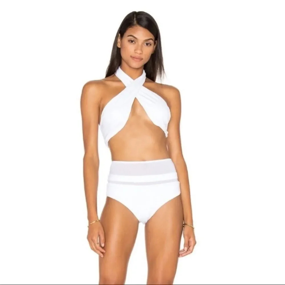 FELLA SWIM Women's Eddy High Waist Bottom White size large
